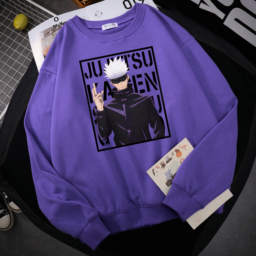 Funny Gojo Satoru Hoodies Jujutsu Kaisen Anime Print Warm Mens Sweatshirts Oversized Male Clothes Casual Fashion - Jujutsu Kaisen Merch